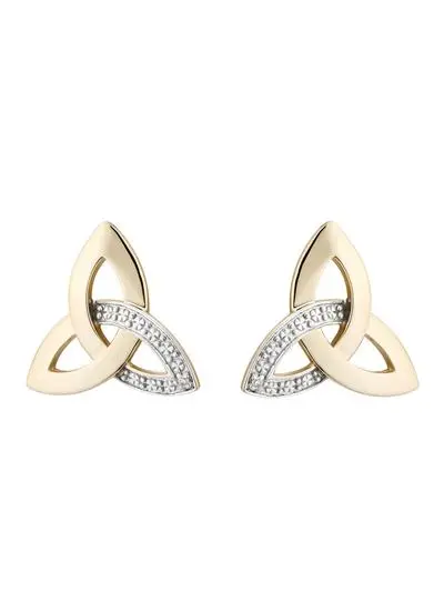 14ct Gold Diamond Trinity Knot Earrings