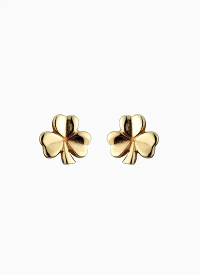 14ct Gold Shamrock Small Stud Earrings