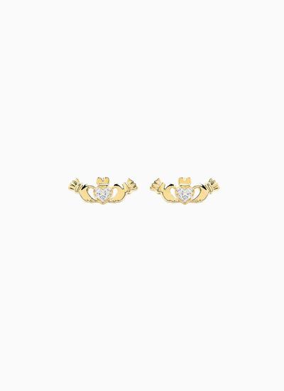 14K Gold Claddagh Earrings 