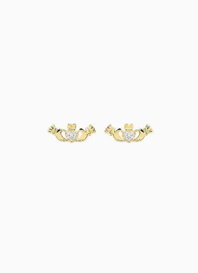 14K Gold Claddagh Earrings 