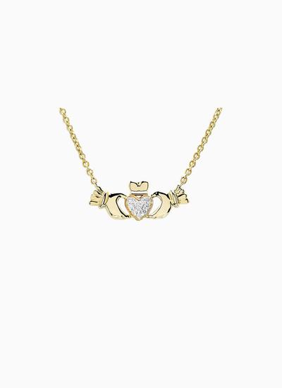 14K Gold Claddagh Necklace