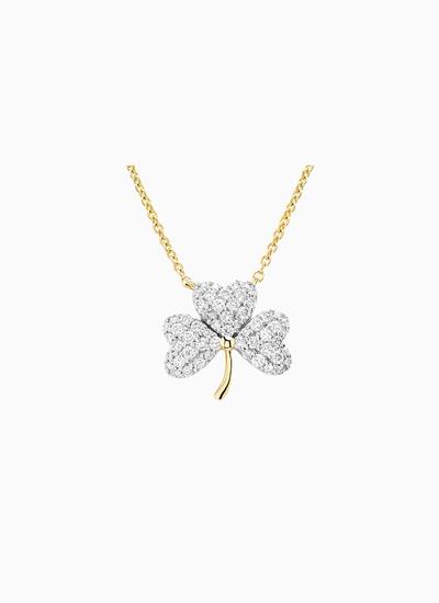 14K Gold Shamrock Necklace with Ethical Lab Diamonds