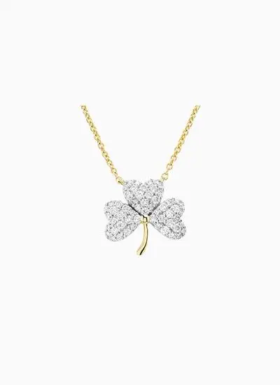 14K Gold Shamrock Necklace with Ethical Lab Diamonds