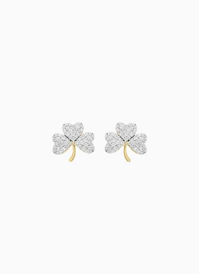 14K Gold Shamrock Earrings Ethical Lab Grown Diamonds