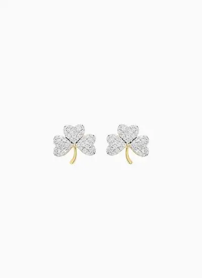 14K Gold Shamrock Earrings Ethical Lab Grown Diamonds