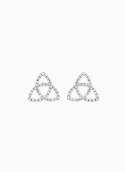 14K Gold Trinity Stud Earrings