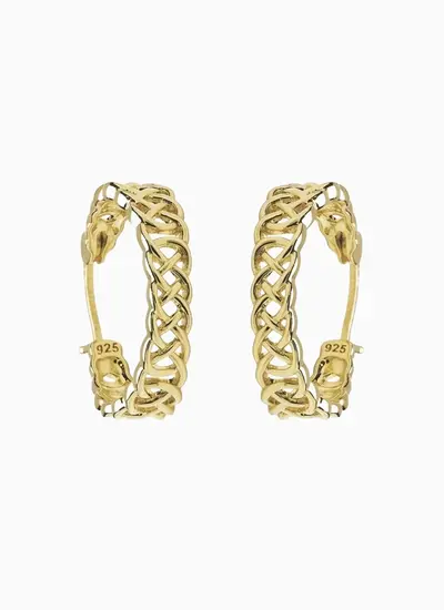14Ct Gold Vermeil Large Celtic Knot Hoop Earrings 