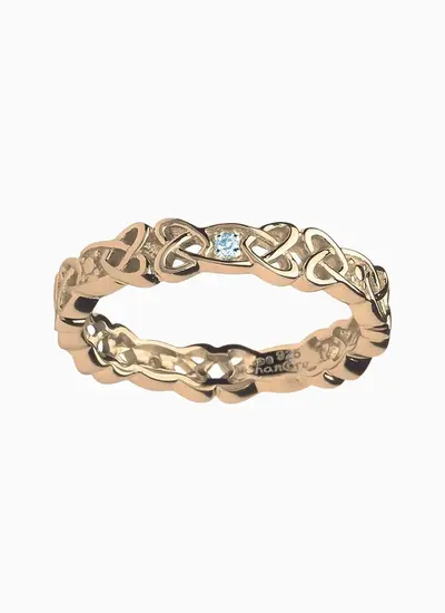 14ct Gold Vermeil Celtic Knot Ring with Diamond
