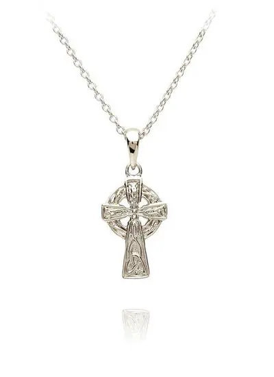 White background cut out image of Sterling Silver Small Celtic Cross Pendant