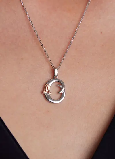 Sterling Silver Trinity Knot Initial Pendant - O