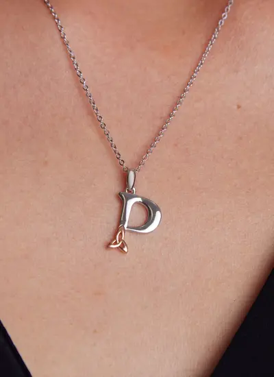 Sterling Silver Trinity Knot Initial Pendant - P
