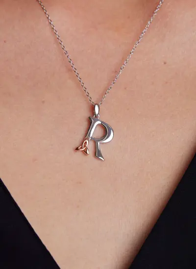 Sterling Silver Trinity Knot Initial Pendant - R
