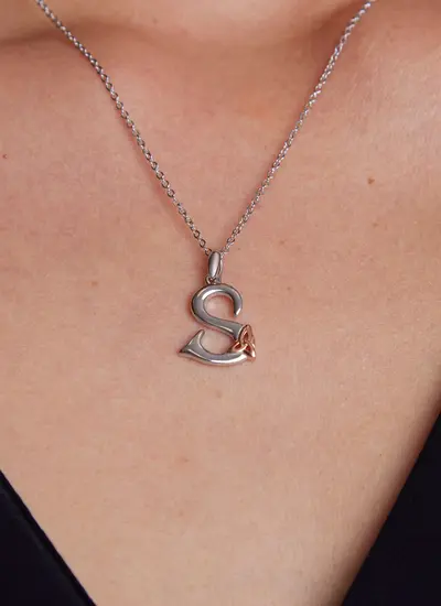 Sterling Silver Trinity Knot Initial Pendant - S