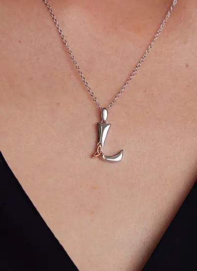 Sterling Silver Trinity Knot Initial Pendant - L