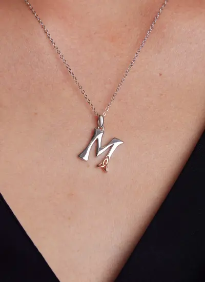 Sterling Silver Trinity Knot Initial Pendant - M