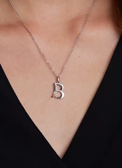 Sterling Silver Trinity Knot Initial Pendant - B