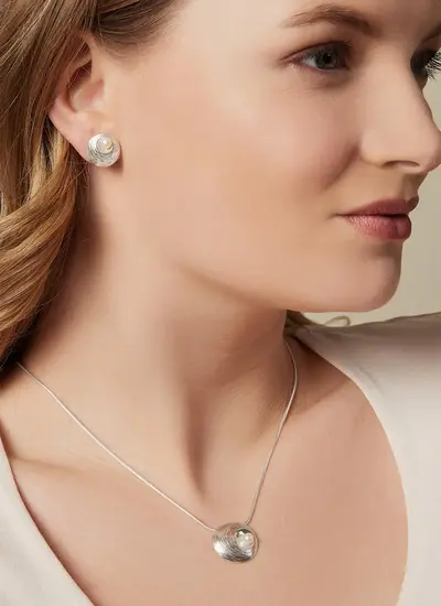 Sterling Silver Oyster Pearl Stud Earrings