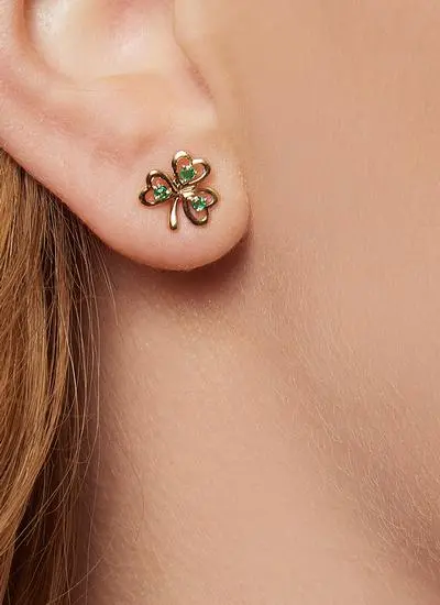 14ct Gold & Emerald Shamrock Earrings