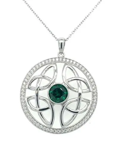 Sterling Silver Round Pendant with Cubic Zirconia
