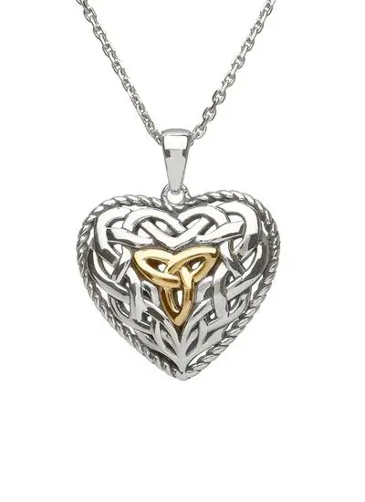 White background cut out shot of Sterling Silver Trinity Knot Heart Pendant