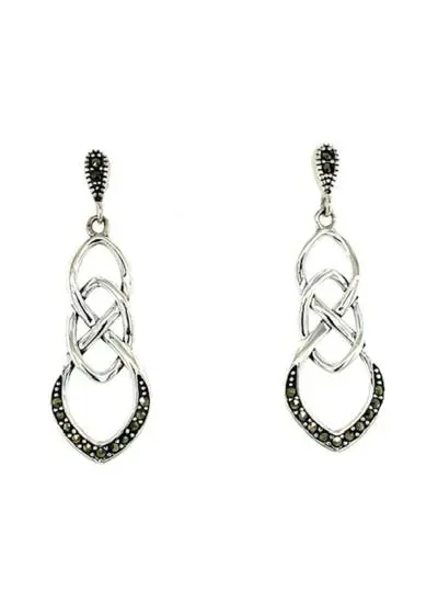 Sterling Silver & Marcasite Infinity Drop Earrings