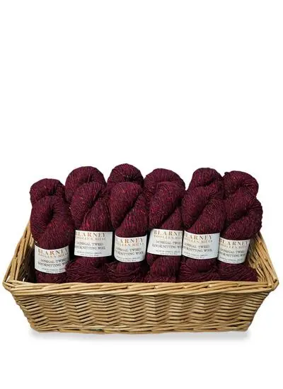 Aran Handknitting Wool Tweed Plum Pack Of 12