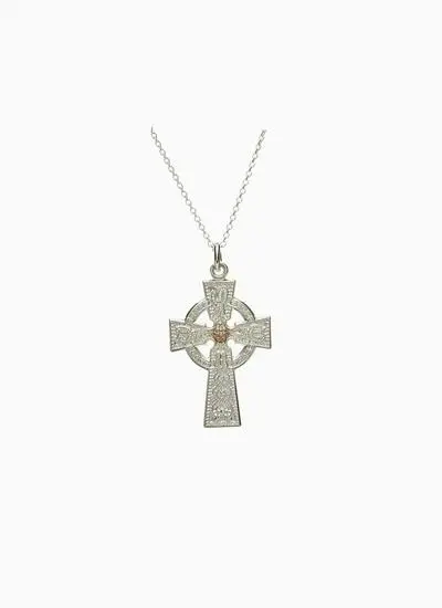 Celtic Stone Set Trinity Knot Sterling Silver Cross