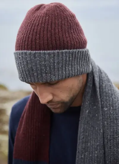 Wool Cashmere Two-Tone Beanie 