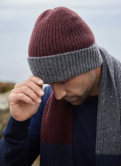 Wool Cashmere Two-Tone Beanie 