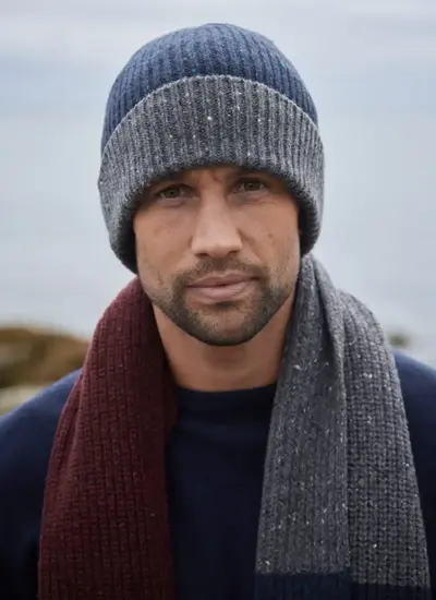 Wool Cashmere Two-Tone Beanie 
