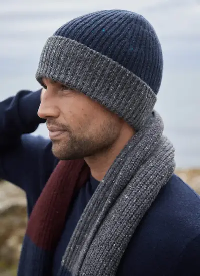 Wool Cashmere Two-Tone Beanie 