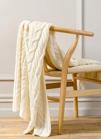 Natural Supersoft Aran Throw