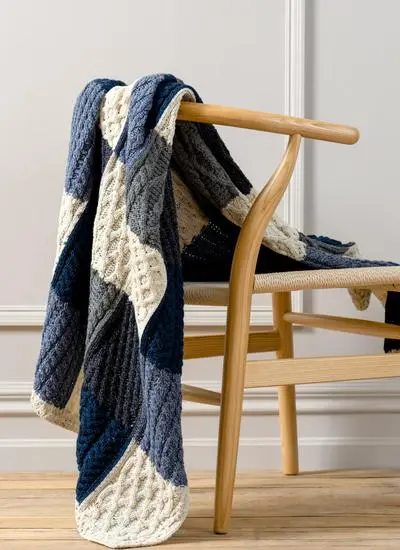 Coastal Sky Patchwork Aran Throw