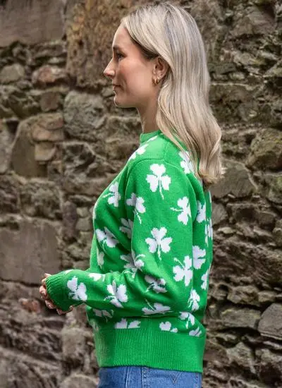 Unisex Green Knit Shamrock Sweater
