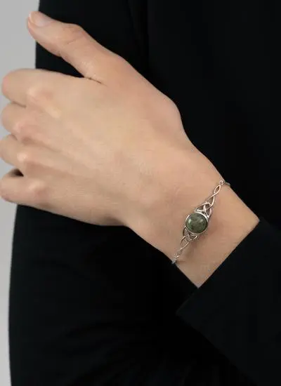 Sterling Silver Connemara Marble Trinity Knot Bracelet