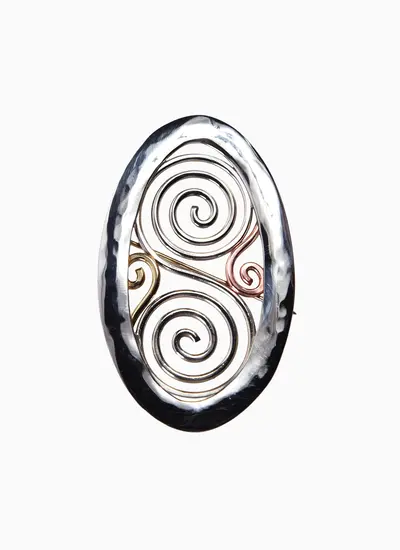 Brass copper alpaca silver Equinox Brooch