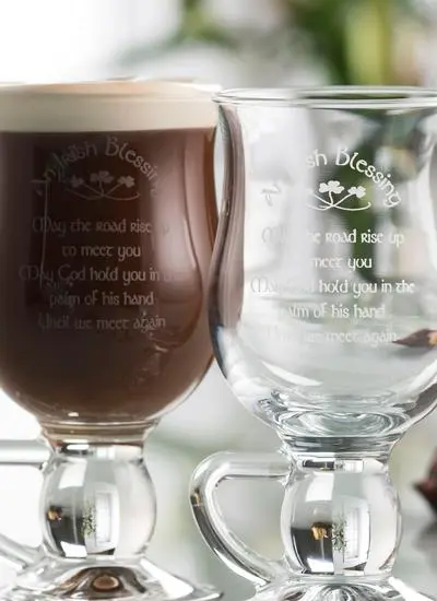 Pair of Irish Blessing Latte Glasses