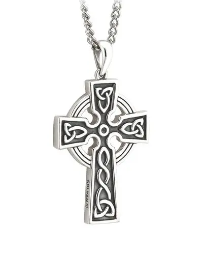 Gents Sterling Silver Double Sided Oxidized Cross