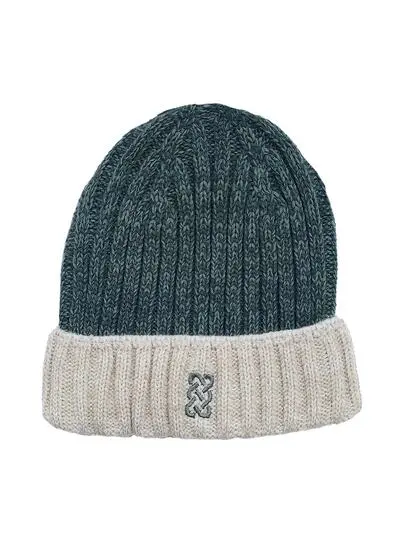 Sustainable Hat & Gloves Gift Set in Green & Cream Melange