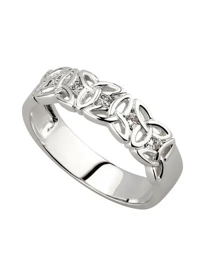 14ct White Gold Diamond Trinity Knot Ring