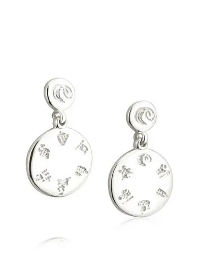 Sterling Silver History of Ireland Round Drop Earrings