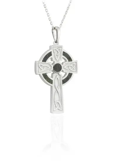 Sterling Silver Connemara Marble Small Celtic Cross