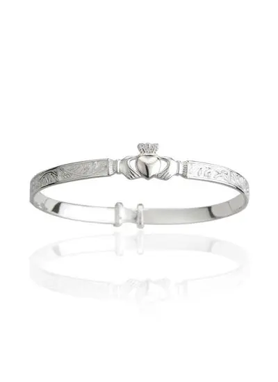 Sterling Silver Celtic Claddagh Baby Bangle