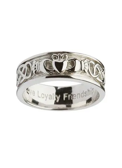 White background cut out shot of Sterling Silver Ladies Corrib Claddagh Ring