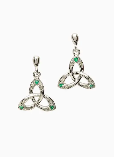 Sterling Silver Celtic Trinity Knot Earrings with Diamond 