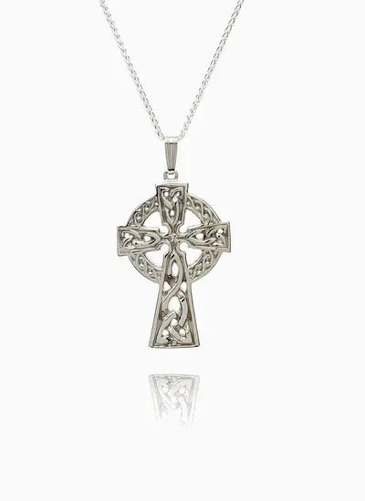 Sterling Silver Traditional Large Celtic Cross Pendant 