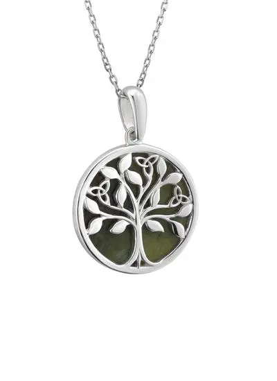 Sterling Silver Tree of Life Connemara Marble Pendant