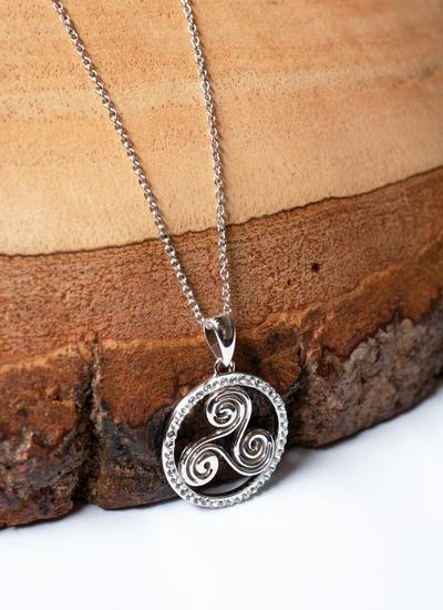 silver triskele pendant Triskelion Triskel choker Celtic Triskele necklace triple spiral leather celtic necklace celtic jewelry