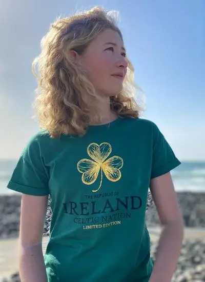 Kids Republic of Ireland Shamrock Foil T-shirt