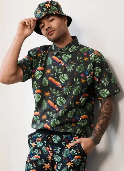 Guinness Toucan Hawaiian Print Shirt